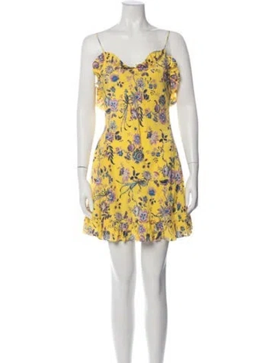 Pre-owned Les Rêveries Silk Mini Dress In Yellow