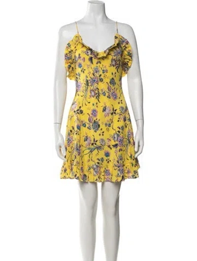 Pre-owned Les Rêveries Silk Mini Dress In Yellow