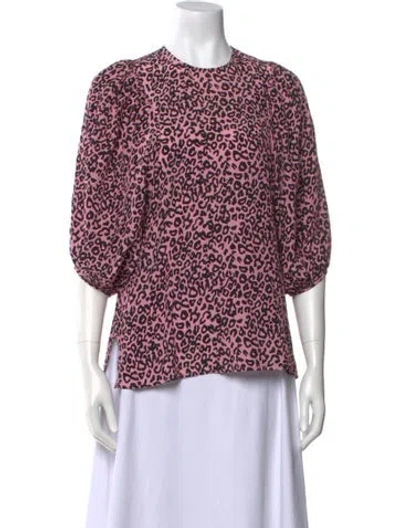 Pre-owned Les Rêveries Silk Printed Blouse In Pink