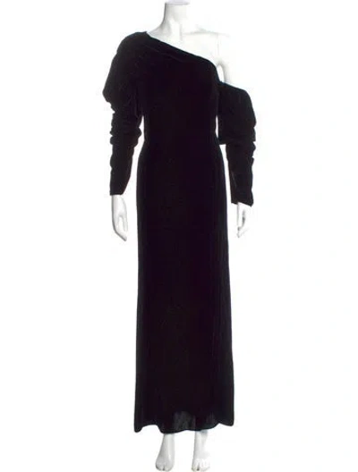 Pre-owned Les Rêveries Velvet Long Dress In Black