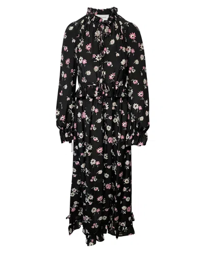 Les Rêveries Les Revêries Tie-front Maxi Dress In Floral Print Silk In Multi
