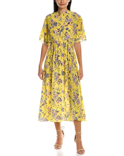 Les Rêveries V-back Silk Maxi Dress In Yellow