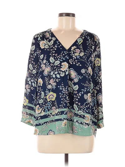 Pre-owned Les Serein 3/4 Sleeve Blouse In Blue