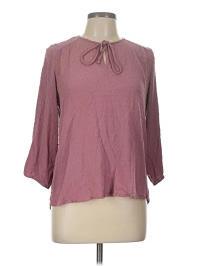 Pre-owned Les Serein 3/4 Sleeve Blouse In Burgundy