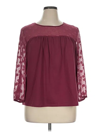 Pre-owned Les Serein 3/4 Sleeve Blouse In Burgundy