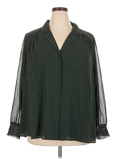 Pre-owned Les Serein 3/4 Sleeve Blouse In Green