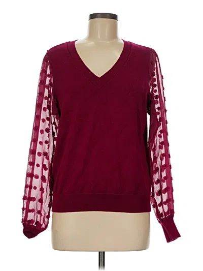 Pre-owned Les Serein Long Sleeve Blouse In Burgundy