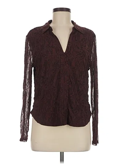 Pre-owned Les Serein Long Sleeve Blouse In Burgundy