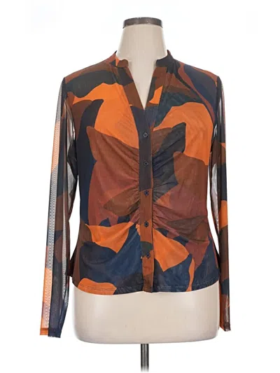 Pre-owned Les Serein Long Sleeve Blouse In Orange