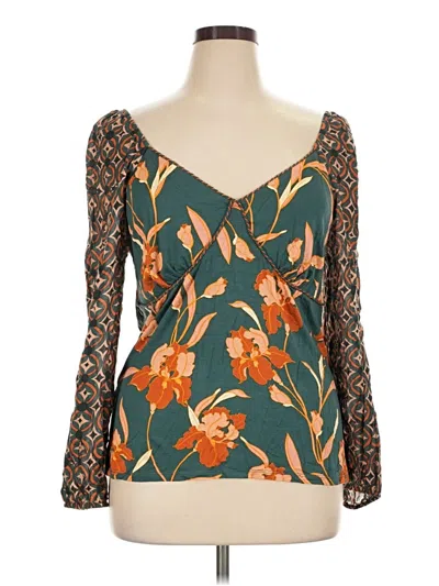 Pre-owned Les Serein Long Sleeve Blouse In Teal