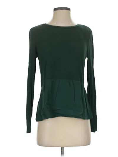Pre-owned Les Serein Long Sleeve Top Green Crew Neck Tops