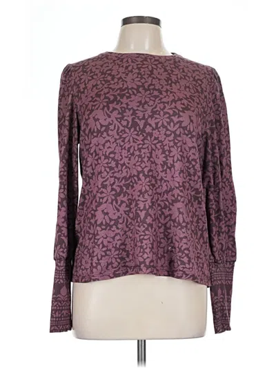 Pre-owned Les Serein Long Sleeve Top Purple Boatneck Tops