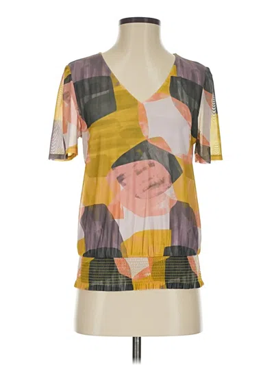 Pre-owned Les Serein Short Sleeve Blouse In Yellow