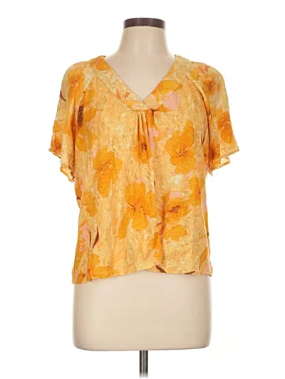 Pre-owned Les Serein Short Sleeve Blouse In Yellow