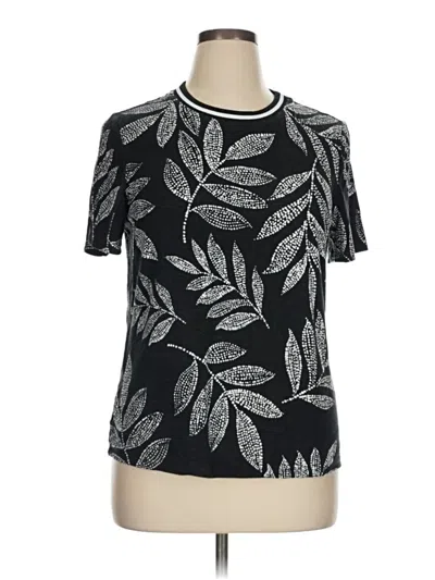 Pre-owned Les Serein Short Sleeve Top Black Crew Neck Tops