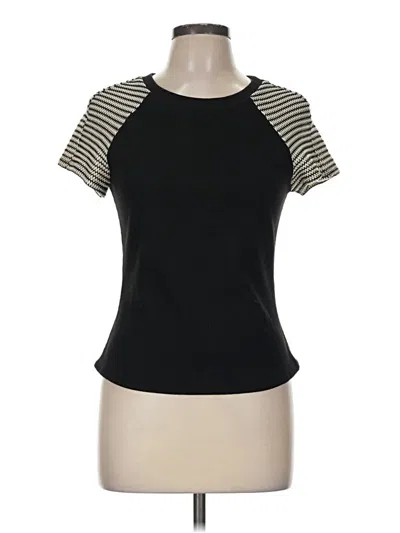 Pre-owned Les Serein Short Sleeve Top Black Keyhole Neckline Tops