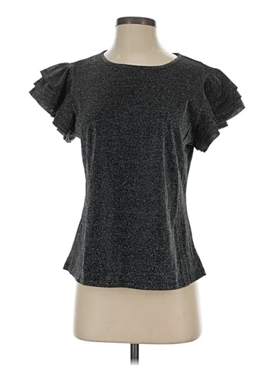 Pre-owned Les Serein Short Sleeve Top Black Ruffles Neckline Tops