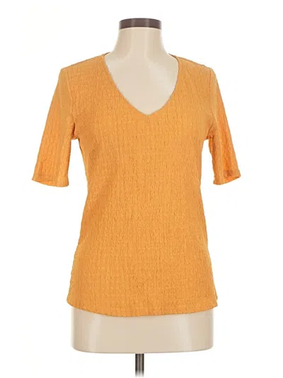 Pre-owned Les Serein Short Sleeve Top Orange V-neck Tops