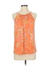 Les Serein Tank Top Orange Print Pattern Halter Neckline Tops In Orange