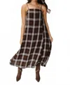 Les Soeurs Leighton Plaid Midi Dress In Brown In Brown