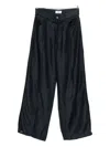 Les Temps Des Cerises Drawstring Denim Wide-leg Jeans In Black