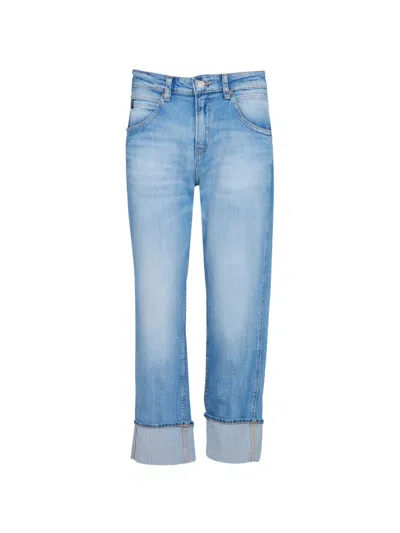 Les Temps Des Cerises Faded Turn-up Jeans In Blue