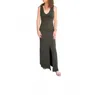 Les Tien Ali Double V Tank Dress In Green In Green
