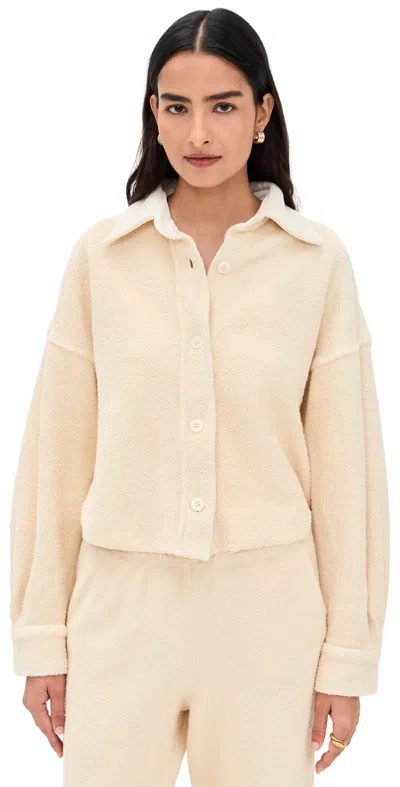 Les Tien Alison Oversized Crop Button Up Ivory In Neutral