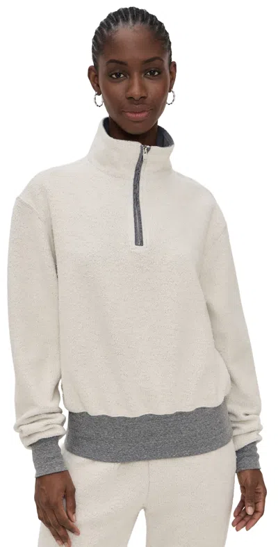 Les Tien Bailey Banded Crop Half Zip Pullover Athletic Grey In Neutral
