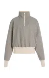 Les Tien Bailey Cropped Half Zip Cotton Sweatshirt