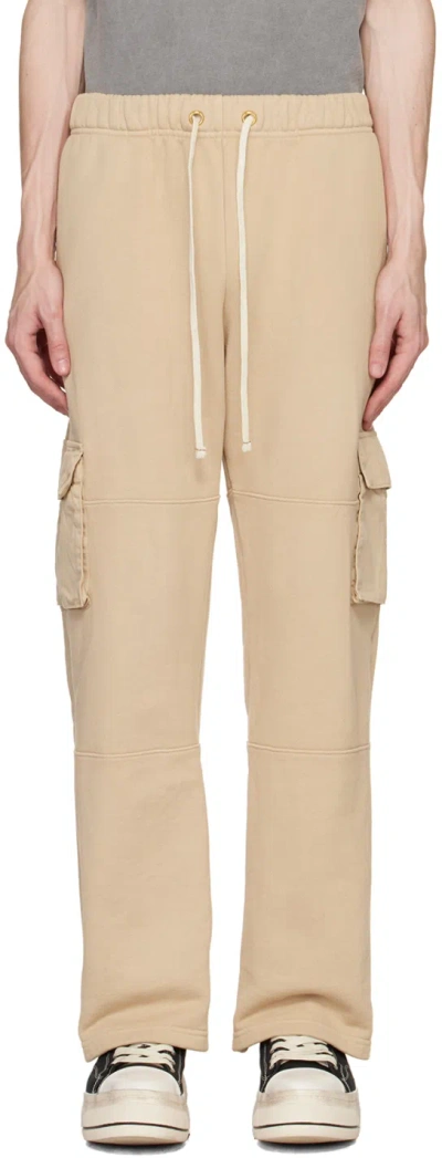 Les Tien Beige Drawstring Cargo Pants In Almond