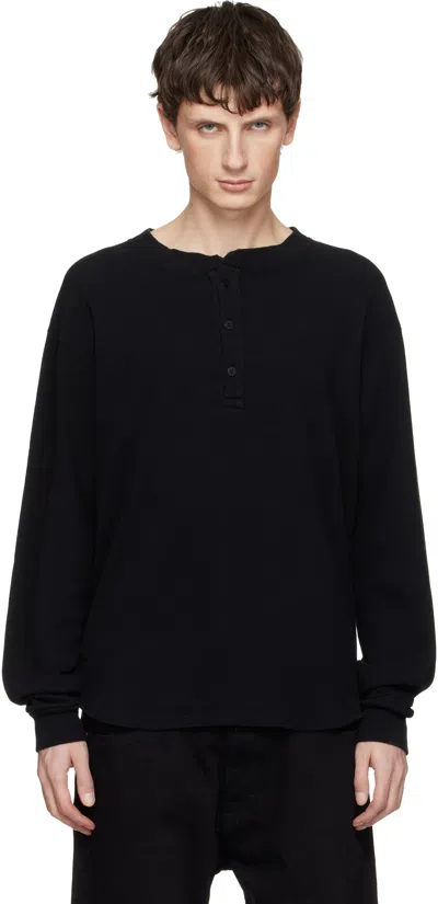 Les Tien Black Baseball Hem Henley