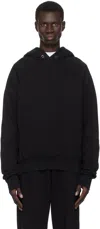 Les Tien Black Classic Raglan Hoodie In Jet Black