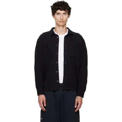 Les Tien Black Flannel Classic Button Up Shirt