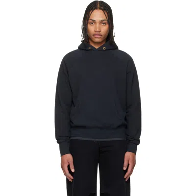 Les Tien Black French Terry Classic Raglan Hoodie