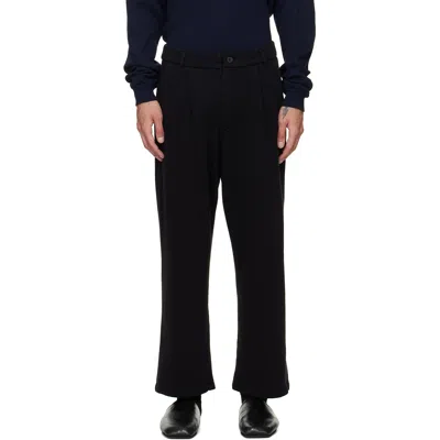 Les Tien Black French Terry Suit Trousers In Jet Black
