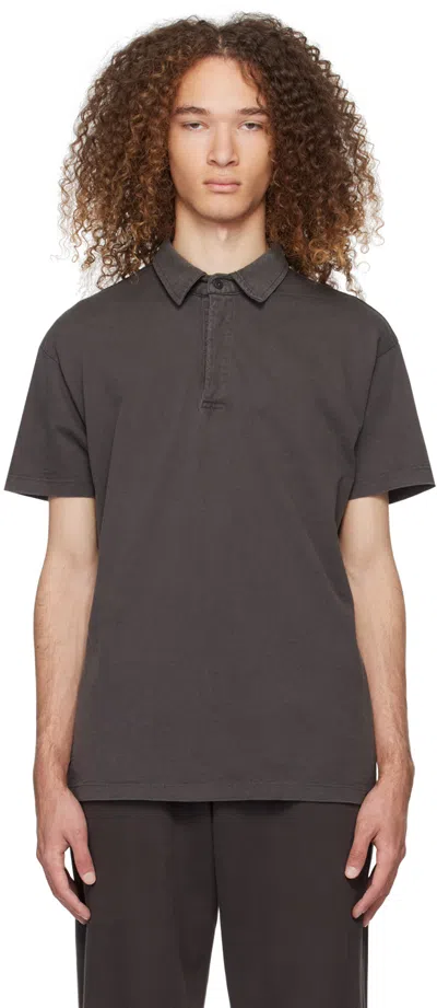 Les Tien Black Garment-dyed Polo In Vintage Black