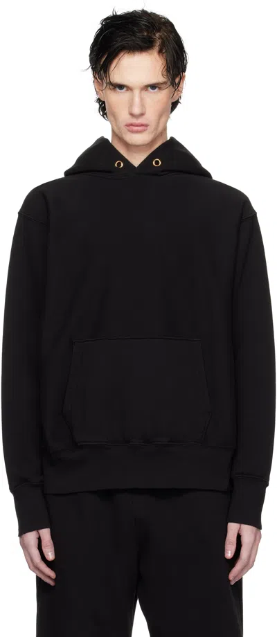 Les Tien Black Heavyweight Hoodie In Jet Black