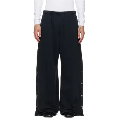 Les Tien Black Heavyweight Party Snap Sweatpants In Faded Black