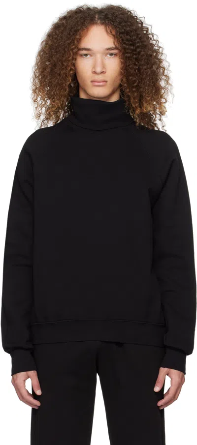 Les Tien Black Raglan Turtleneck In Jet Black