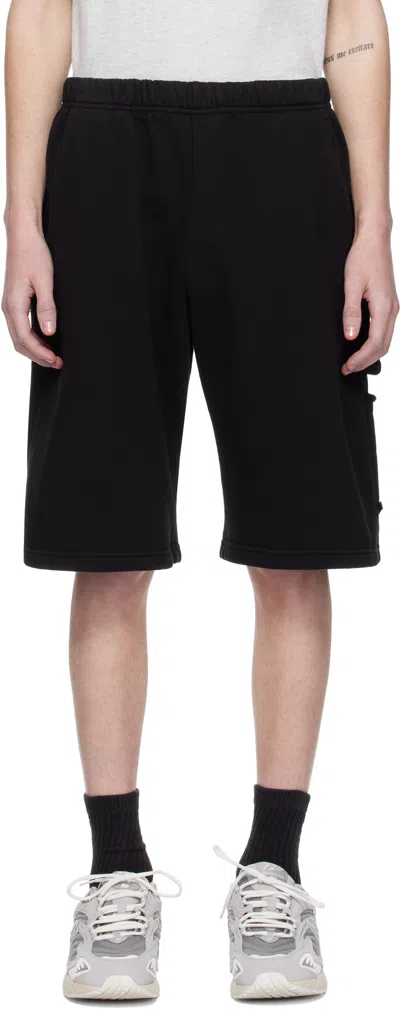 Les Tien Black Utility Shorts In Jet Black
