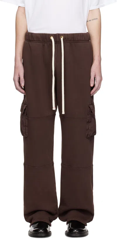 Les Tien Brown Heavyweight Cargo Pants In Washed Brown Fig