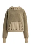 Les Tien Cara Cropped Cotton Hoodie In Green