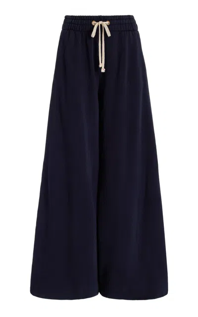 Les Tien Christine Flared Cotton Pants In Navy