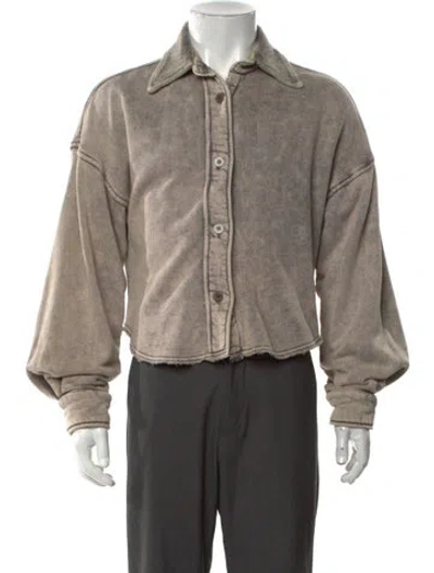 Pre-owned Les Tien Collar Long Sleeve Sweatshirt In Neutrals