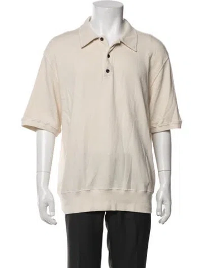 Pre-owned Les Tien Collar Short Sleeve Polo Sweater In Neutrals