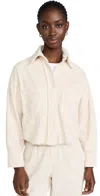 Les Tien Coopa Oversized Crop Button Up Top Ivory In Ivory