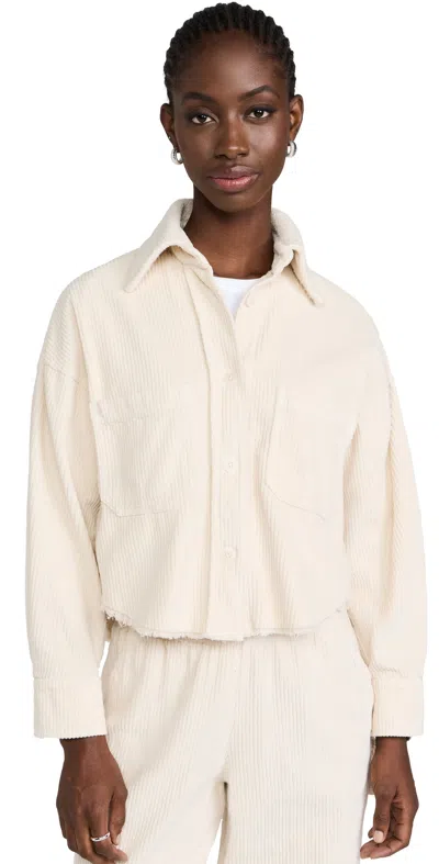 Les Tien Coopa Oversized Crop Button Up Top Ivory