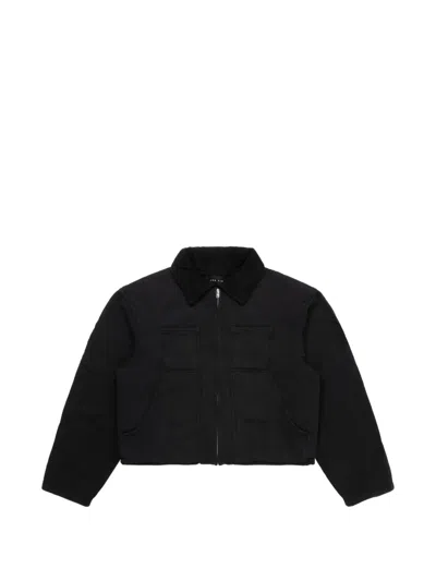 Les Tien Corduroy-collar Jacket In Black