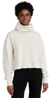 LES TIEN COREY CROP COWL NECK SWEATSHIRT IVORY